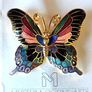 #114 Colorful Cloisonné Butterfly Brooch